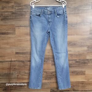 Eddie Bauer Jeans 12 Truly Straight Mid Rise Medium Light Wash Stretch Denim